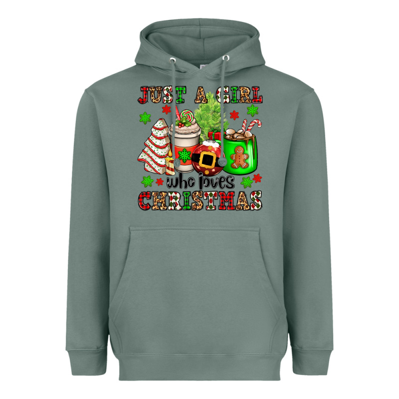 Just A Girl Who Loves Christmas Heavyweight Hoodie by OliviaCreatesArt | Teevron