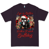 Plum christmas life is better with a french bulldog Premium Tee - JahusDesignShop