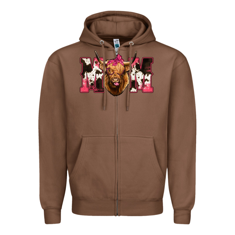 Western Highland Cow Mom Zipper Hoodie by HowdyJamesFarm | Teevron