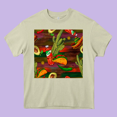 Mexican Food Seamless Pattern Heavy Core Tee Designed By Bundleandbundleshop