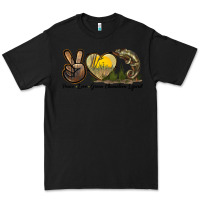 Black Peace Love Green Chameleon Lizard Premium Tee - LillyAllenDesigns