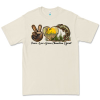 Bone Peace Love Green Chameleon Lizard Premium Tee - LillyAllenDesigns