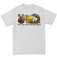 Dove Grey Peace Love Green Chameleon Lizard Premium Tee - LillyAllenDesigns