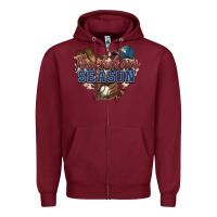 Burgundy Touchdown season Baseball Zipper Hoodie - HowdyJamesFarm