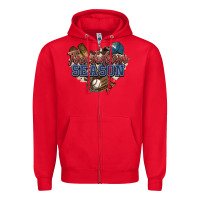 Red Touchdown season Baseball Zipper Hoodie - HowdyJamesFarm