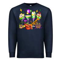 Navy mardi gras wine glasses olivia Premium Sweatshirt - OliviaCreatesArt
