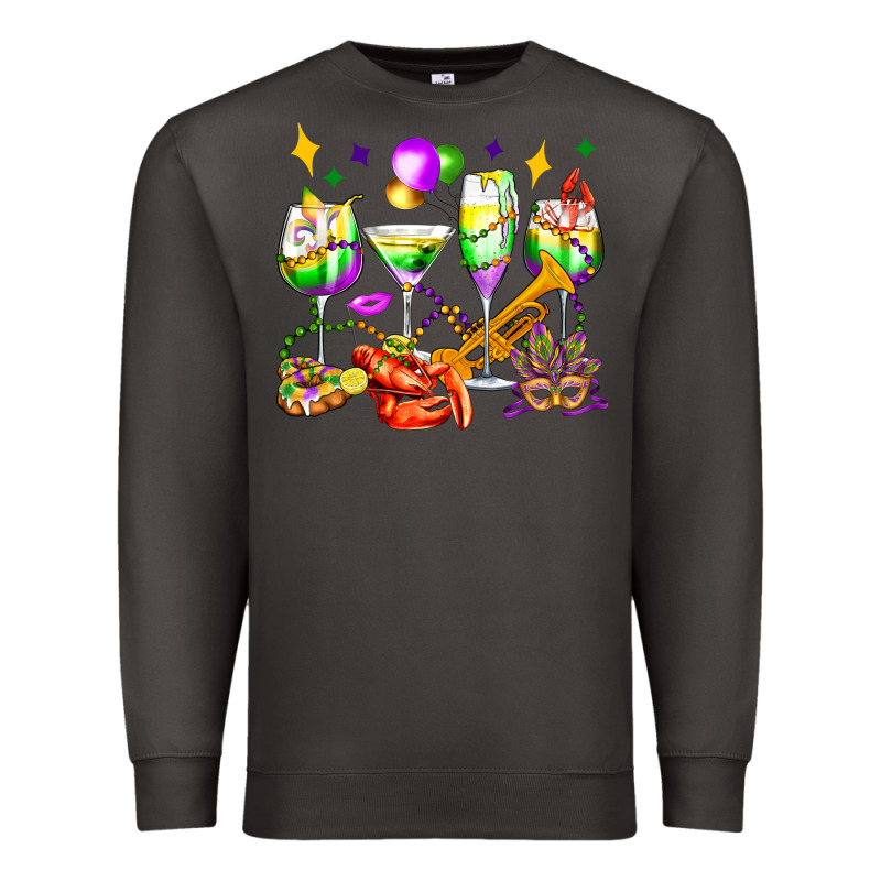 Mardi Gras Wine Glasses Olivia Premium Sweatshirt by OliviaCreatesArt | Teevron