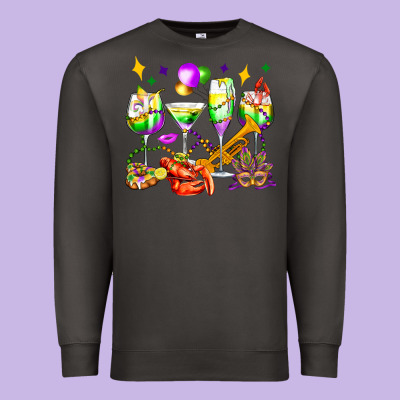 Mardi Gras Wine Glasses Olivia Premium Sweatshirt Designed By Oliviacreatesart