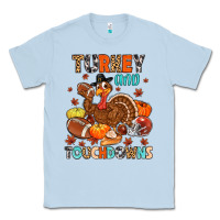 Dusty Blue turkey and touchdowns Classic Tee - MaliasSmallBusiness
