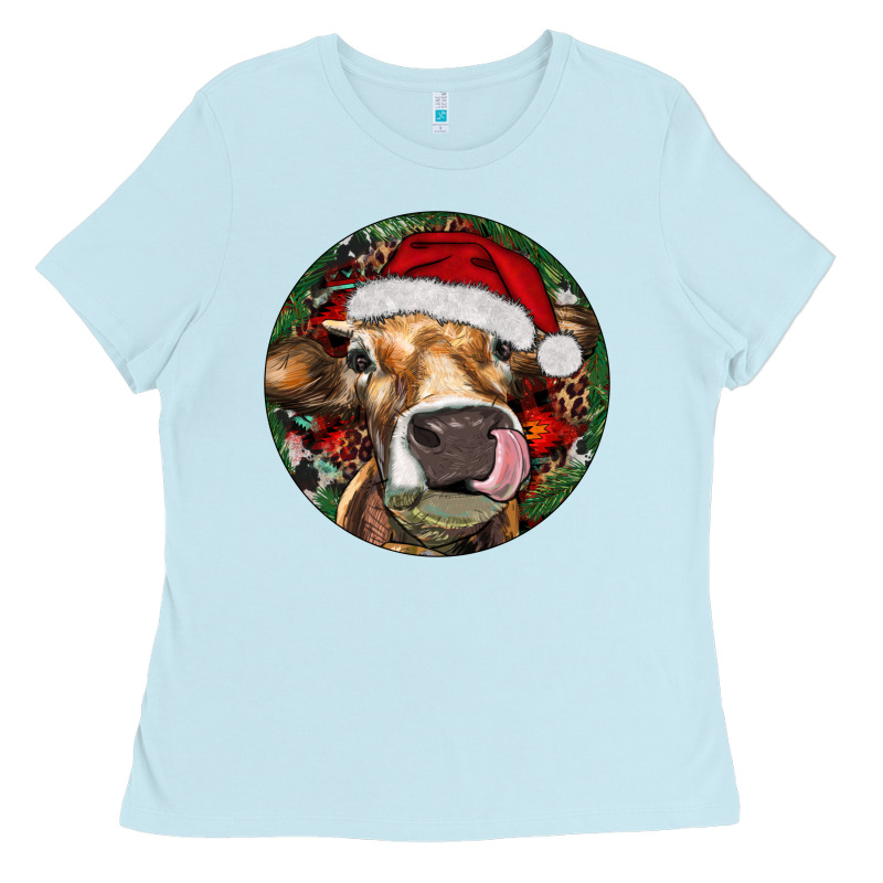 Hereford Cow Christmas Ladies Tee by RanaPortraitStore | Teevron
