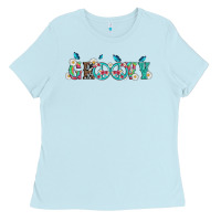 Baby Blue groovy with peace  sign flowers Ladies Tee - Artiststas