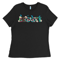 Black groovy with peace  sign flowers Ladies Tee - Artiststas