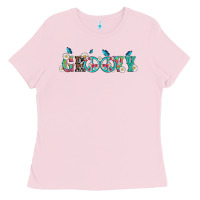 Bubblegum Pink groovy with peace  sign flowers Ladies Tee - Artiststas