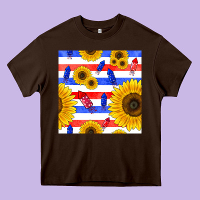 Patriotic Sunflowers Heavy Core Tee Designed By Bundleandbundleshop