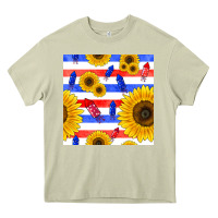 Mossy patriotic sunflowers Heavy Core Tee - BundleAndBundleShop