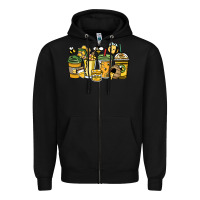 Black Honey bee coffee cups Zipper Hoodie - HowdyJamesFarm