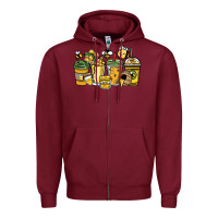 Burgundy Honey bee coffee cups Zipper Hoodie - HowdyJamesFarm