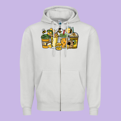 Honey Bee Coffee Cups Zipper Hoodie Designed By Howdyjamesfarm