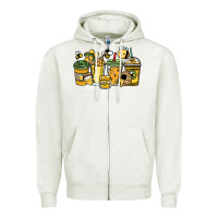 Oatmeal Heather Honey bee coffee cups Zipper Hoodie - HowdyJamesFarm