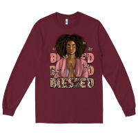 Burgundy blessed black woman Long Sleeve Tee - Artiststas