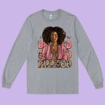 Blessed Black Woman Long Sleeve Tee Designed By Artiststas