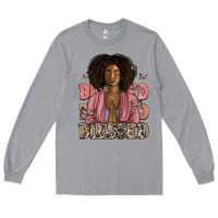 Heather Grey blessed black woman Long Sleeve Tee - Artiststas