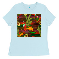 Baby Blue mexican food seamless pattern Ladies Tee - BundleAndBundleShop