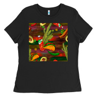Black mexican food seamless pattern Ladies Tee - BundleAndBundleShop