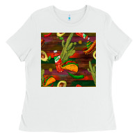 White mexican food seamless pattern Ladies Tee - BundleAndBundleShop