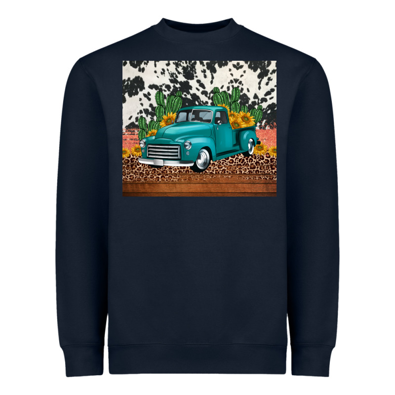 Western Farm Truck Cactus And Sunflowers Heavyweight Sweatshirt by Jasminsmagicworld | Teevron