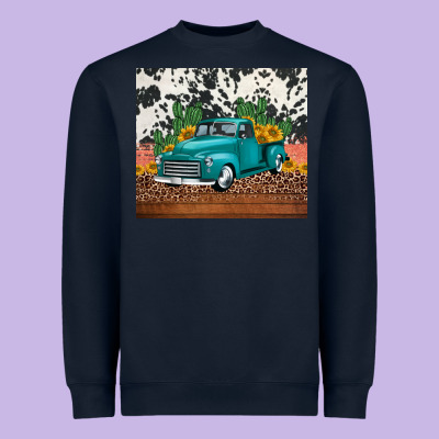 Western Farm Truck Cactus And Sunflowers Heavyweight Sweatshirt Designed By Jasminsmagicworld