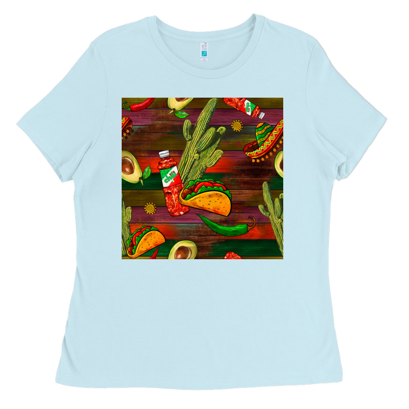 Mexican Food Seamless Pattern Ladies Tee by BundleAndBundleShop | Teevron