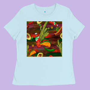 Mexican Food Seamless Pattern Ladies Tee Designed By Bundleandbundleshop