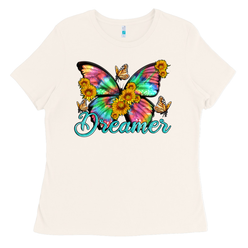 Dreamer With Butterfly And Sunflowers Ladies Tee by Artiststas | Teevron