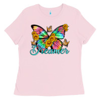 Bubblegum Pink dreamer with Butterfly and sunflowers Ladies Tee - Artiststas