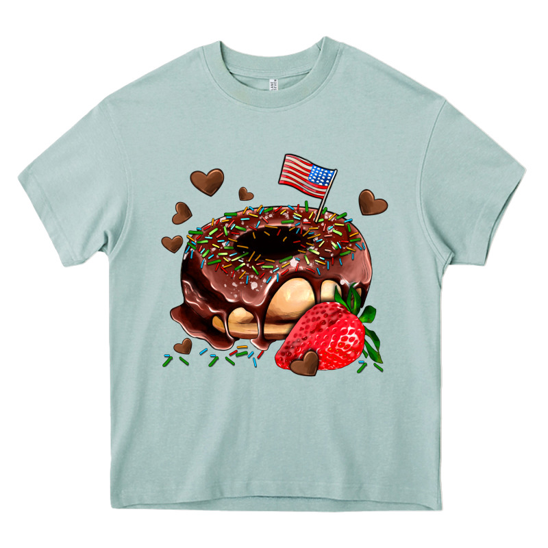 Donut Strawberry And Usa Flag Heavy Core Tee by AdoDesignShop | Teevron