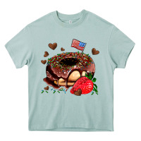 Arona donut strawberry and usa flag Heavy Core Tee - AdoDesignShop