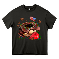 Asphalt donut strawberry and usa flag Heavy Core Tee - AdoDesignShop