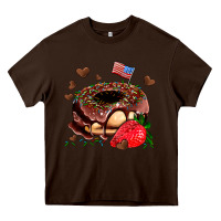 Chocolate Brown donut strawberry and usa flag Heavy Core Tee - AdoDesignShop