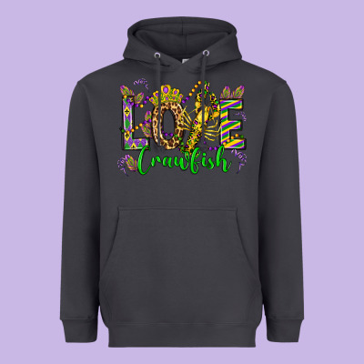Love Crawfish Mardi Gras Olivia Heavyweight Hoodie Designed By Oliviacreatesart