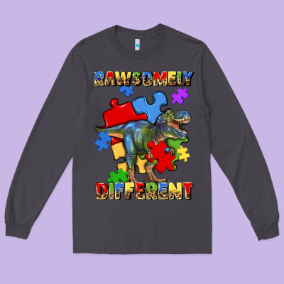 Rawsomely Different Autism T Rex Long Sleeve Tee Designed By Artiststas
