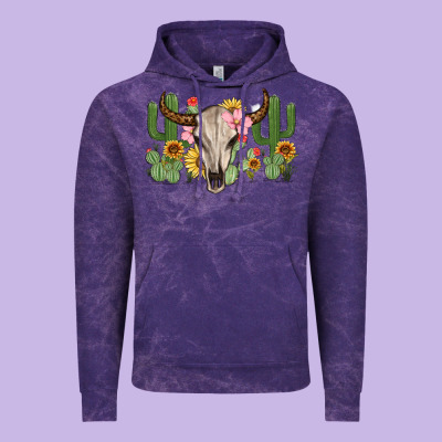 Bull Skull With Cactus Vintage Hoodie Designed By Maliassmallbusiness