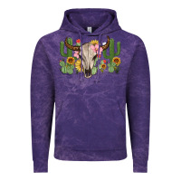 Cloud Purple bull skull with cactus Vintage Hoodie - MaliasSmallBusiness
