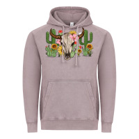 Vintage Zinc bull skull with cactus Vintage Hoodie - MaliasSmallBusiness