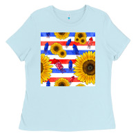 Baby Blue patriotic sunflowers Ladies Tee - BundleAndBundleShop