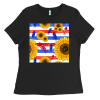 Black patriotic sunflowers Ladies Tee - BundleAndBundleShop