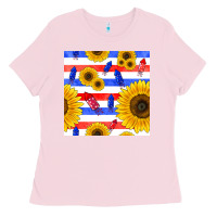 Bubblegum Pink patriotic sunflowers Ladies Tee - BundleAndBundleShop