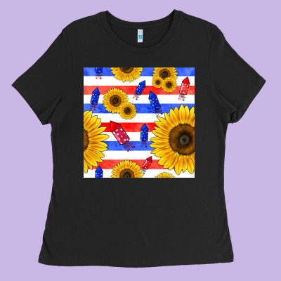 Patriotic Sunflowers Ladies Tee Designed By Bundleandbundleshop