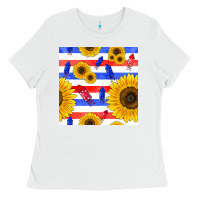 White patriotic sunflowers Ladies Tee - BundleAndBundleShop