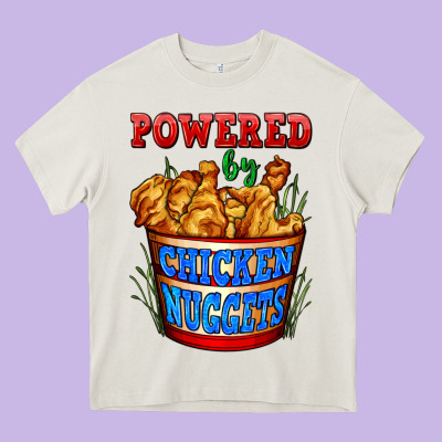 Powered By Chicken Nuggets Heavy Core Tee Designed By Adodesignshop